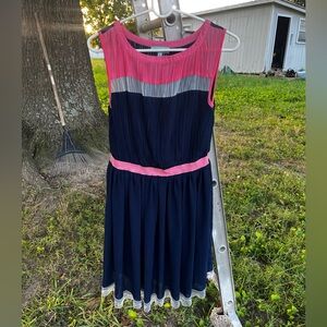 I&E Sleeveless Chiffon & Mesh Fit & Flare Dress